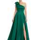 Luxury Bow Black Formal Dress One-Shoulder A-Line Gowns with Sexy Side Slit 2026