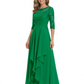 3/4 Sleeve Mother of the Bride Dress with Lace Embroidery High-Low Hem 2026