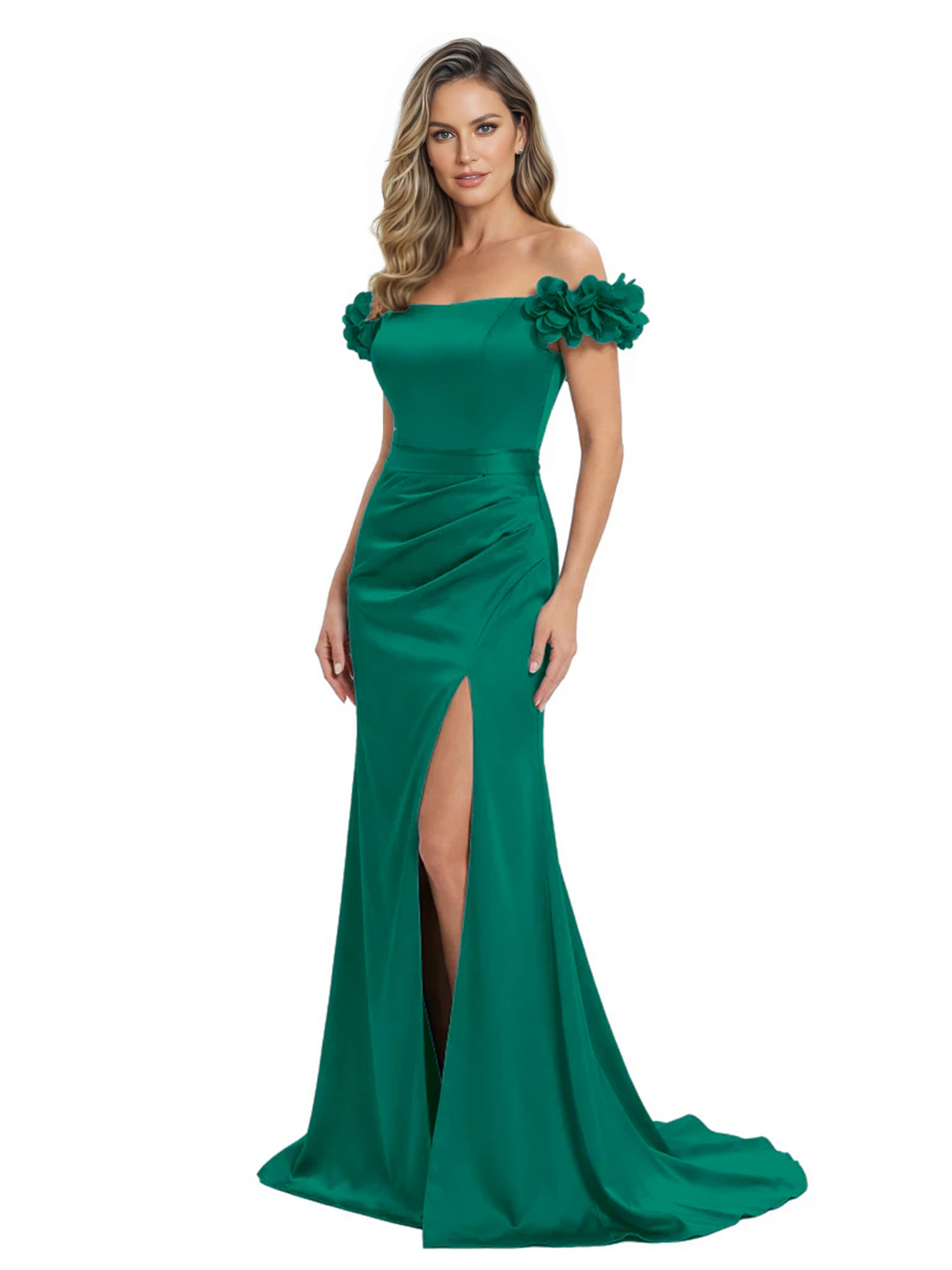 Elegant Mother of the Groom Dresses Mermaid Satin Formal Gown High Slit