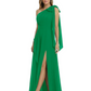 One-Shoulder Mother of the Bride Dress Chiffon Gown with Long Sash Detail