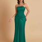 Sexy Soft Satin Mermaid Strapless Floor-Length Mermaid Bridesmaid Dresses
