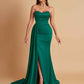 Elegant Soft Satin Sweetheart Strapless Side-Slit Mermaid Bridesmaid Dresses