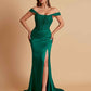 Sexy Soft Satin V-neck Off-the-shoulder Strapless Side-Slit Mermaid Bridesmaid Dresses