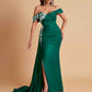 Elegant Soft Satin Mermaid Off Shoulder Floor-Length Mermaid Bridesmaid Dresses