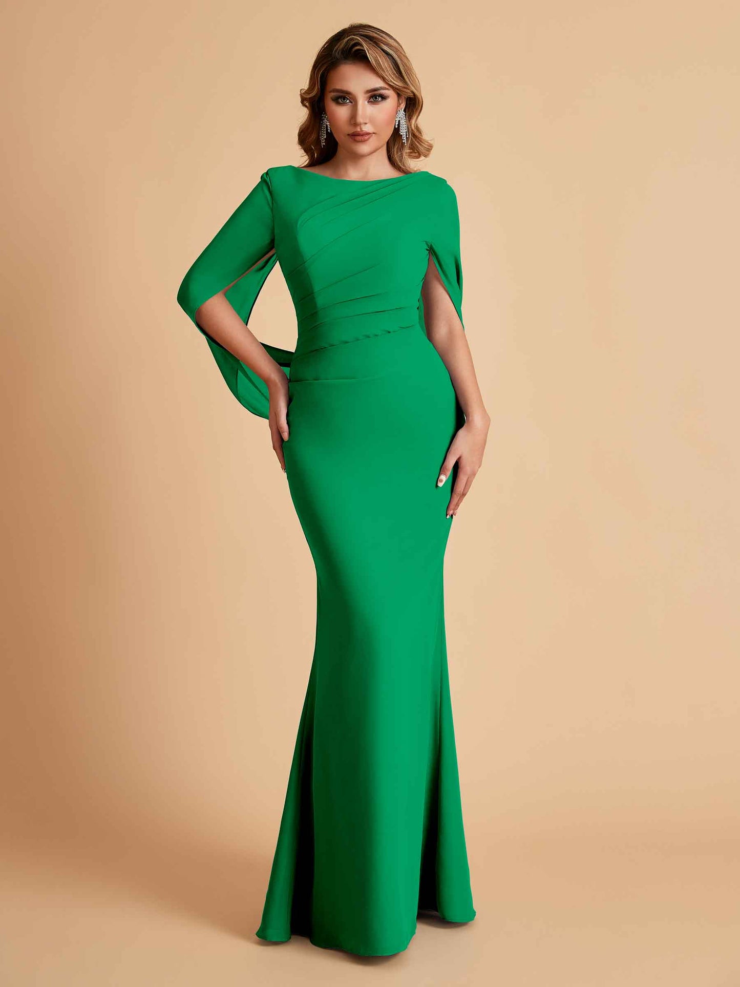 Elegant Mermaid Chiffon Half Sleeves Jewel Mother of the Brides Dresses Online