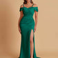 Sexy Soft Satin Mermaid Cold Shoulder Side Slit Floor-Length Bridesmaid Dresses Online