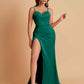 Simple Soft Satin Mermaid V-neck Floor-Length Mermaid Bridesmaid Dresses