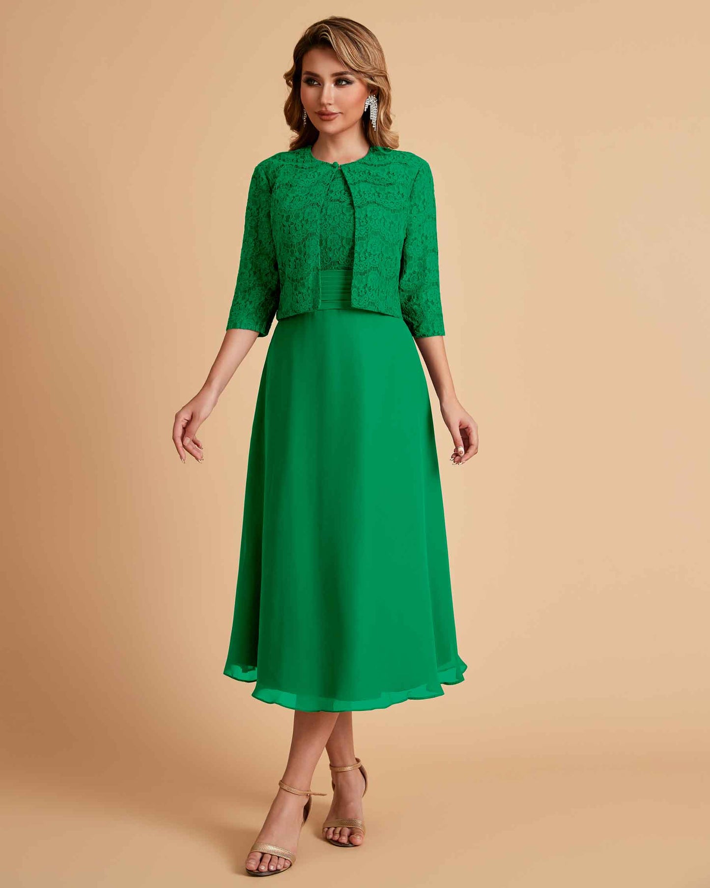 Elegant A-line Bateau Sleeveless Tea Length Mother of the Brides Dresses Online
