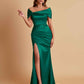 Elegant Soft Satin Off-the-shoulder Side-Slit Mermaid Bridesmaid Dresses