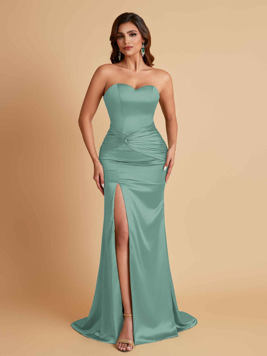 Sexy Soft Satin Mermaid Sweetheart Floor-Length Mermaid Bridesmaid Dresses