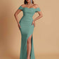 Sexy Soft Satin Mermaid Off Shoulder Floor-Length Mermaid Bridesmaid Dresses