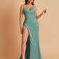 Simple Soft Satin Mermaid V-neck Floor-Length Mermaid Bridesmaid Dresses