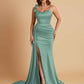 Elegant Soft Satin Mermaid Bowknot Floor-Length Mermaid Bridesmaid Dresses