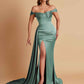 Sexy Soft Satin Sweetheart Off-the-shoulder Strapless Side-Slit Mermaid Bridesmaid Dresses