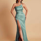Gorgeous Strapless Soft Satin Side Slit Floor-Length Mermaid Bridesmaid Dresses