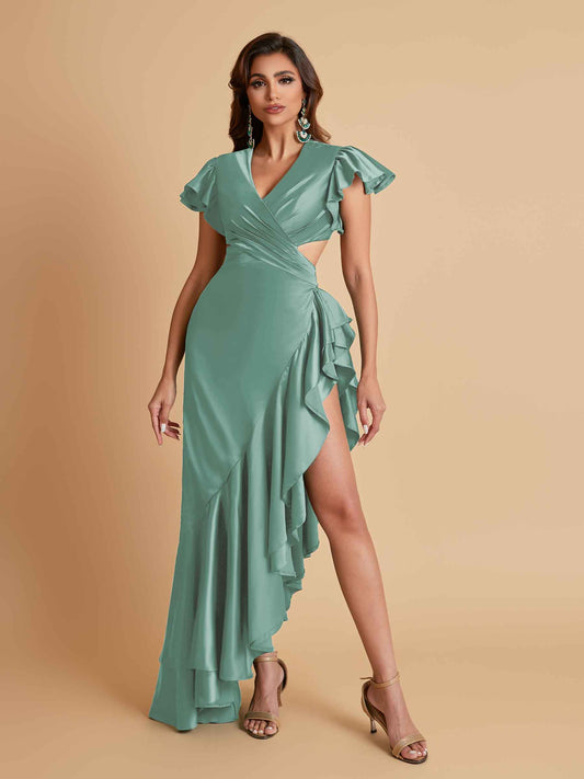 Sexy Soft Satin Mermaid Side Slit Floor-Length Mermaid Bridesmaid Dresses