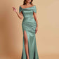 Elegant Soft Satin Off-the-shoulder Side-Slit Mermaid Bridesmaid Dresses