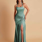 Gorgeous Square Criss Cross Soft Satin Side Slit Floor-Length Mermaid Bridesmaid Dresses