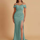 Sexy Soft Satin Mermaid Cold Shoulder Side Slit Floor-Length Bridesmaid Dresses Online