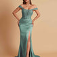 Sexy Soft Satin V-neck Off-the-shoulder Strapless Side-Slit Mermaid Bridesmaid Dresses