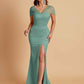 Sexy Soft Satin Mermaid V-neck Floor-Length Mermaid Bridesmaid Dresses