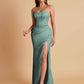 Sexy Strapless Soft Satin Side Slit Floor-Length Mermaid Bridesmaid Dresses
