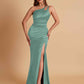 Sexy Soft Satin Mermaid One Shoulder Floor-Length Mermaid Bridesmaid Dresses