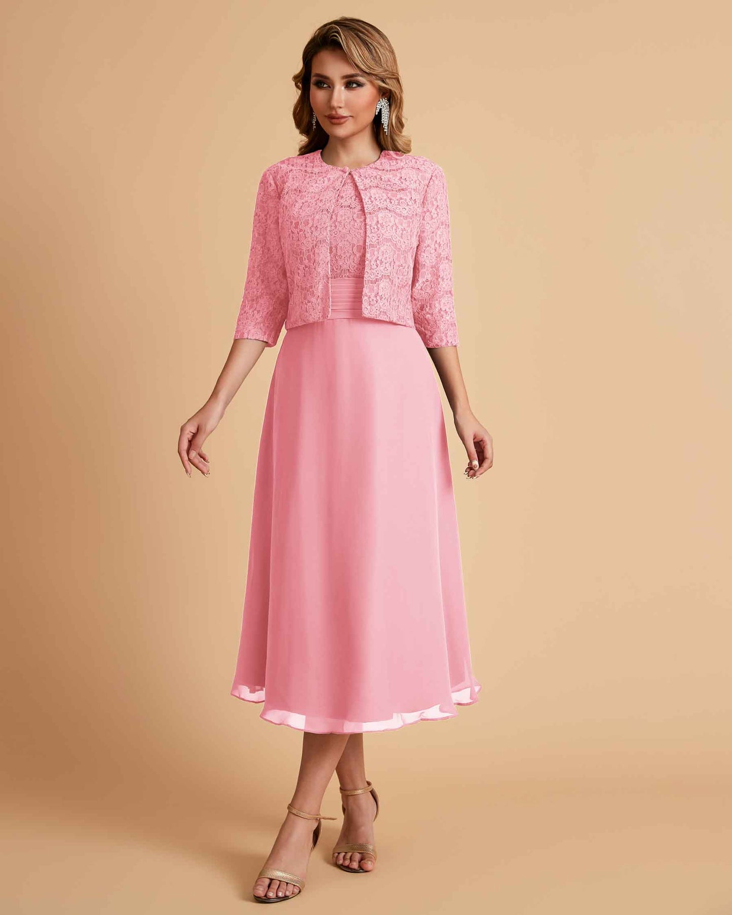 Elegant A-line Bateau Sleeveless Tea Length Mother of the Brides Dresses Online