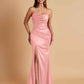 Sexy Soft Satin Mermaid Side Slit Floor-Length Mermaid Bridesmaid Dresses