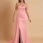 Elegant Soft Satin Sweetheart Strapless Side-Slit Mermaid Bridesmaid Dresses
