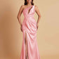 Sexy One Shoulder Soft Satin Side Slit Floor-Length Mermaid Bridesmaid Dresses