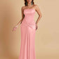 Sexy Soft Satin Mermaid Strapless Floor-Length Mermaid Bridesmaid Dresses