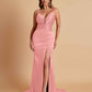 Sexy Soft Satin V-neck Spaghetti Strap Side-Slit Mermaid Bridesmaid Dresses