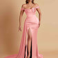 Sexy Soft Satin Sweetheart Off-the-shoulder Strapless Side-Slit Mermaid Bridesmaid Dresses