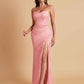 Sexy Strapless Soft Satin Side Slit Floor-Length Mermaid Bridesmaid Dresses