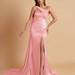Elegant Soft Satin Sweetheart One Shoulder Side-Slit Mermaid Bridesmaid Dresses