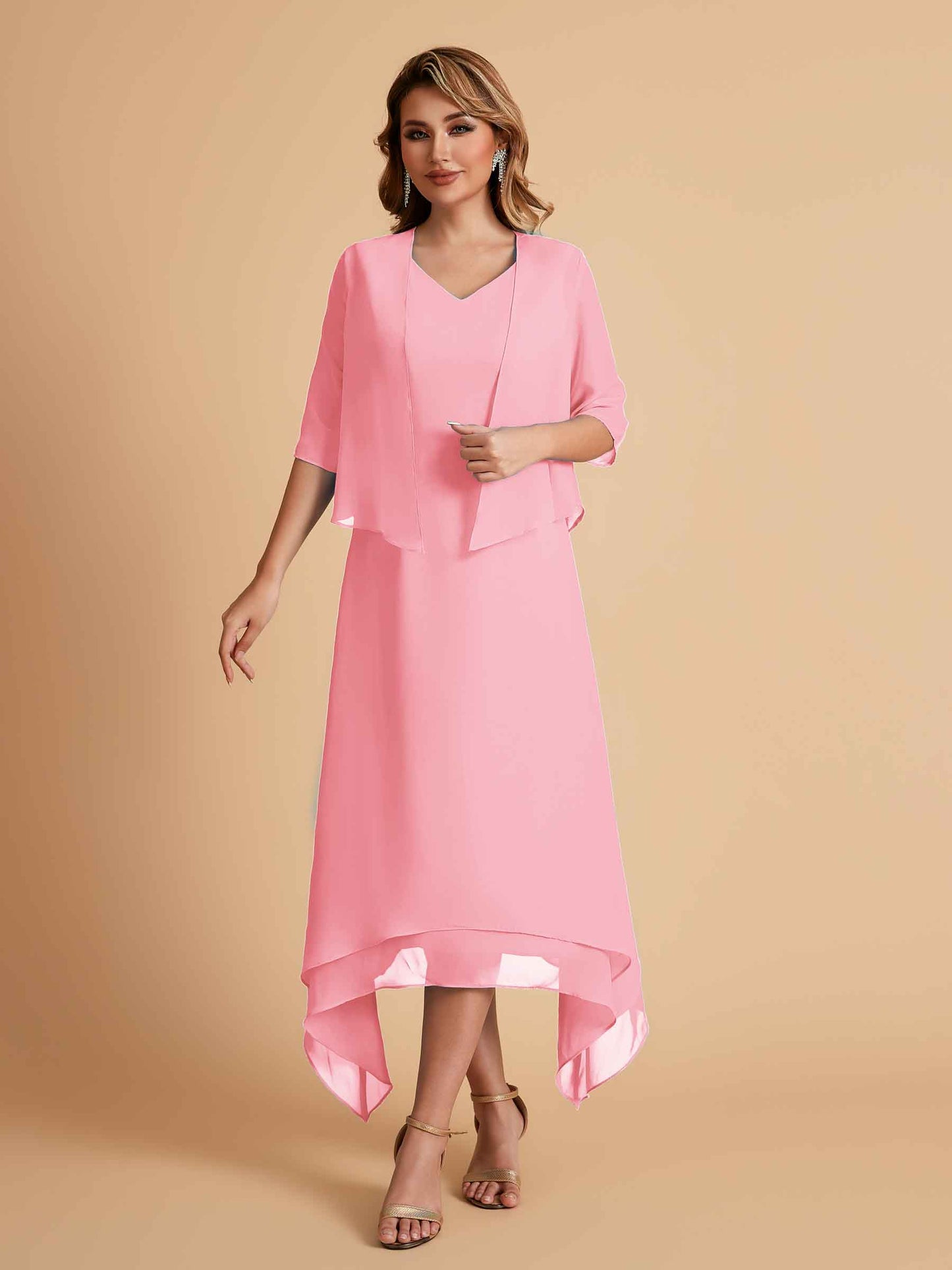 Elegant A-line Chiffon Short Sleeves Mother of the Brides Dresses Online
