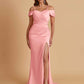 Sexy Soft Satin Mermaid Cold Shoulder Side Slit Floor-Length Bridesmaid Dresses Online