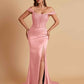 Sexy Soft Satin V-neck Off-the-shoulder Strapless Side-Slit Mermaid Bridesmaid Dresses