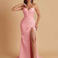 Elegant Soft Satin Mermaid V-neck Side Slit Floor-Length Bridesmaid Dresses Online
