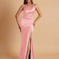 Sexy Soft Satin Mermaid One Shoulder Floor-Length Mermaid Bridesmaid Dresses