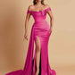 Sexy Soft Satin Sweetheart Off-the-shoulder Strapless Side-Slit Mermaid Bridesmaid Dresses