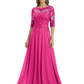 Illusion Neck Mother of the Bride Dress Half Sleeve Lace Applique Gowns Chiffon