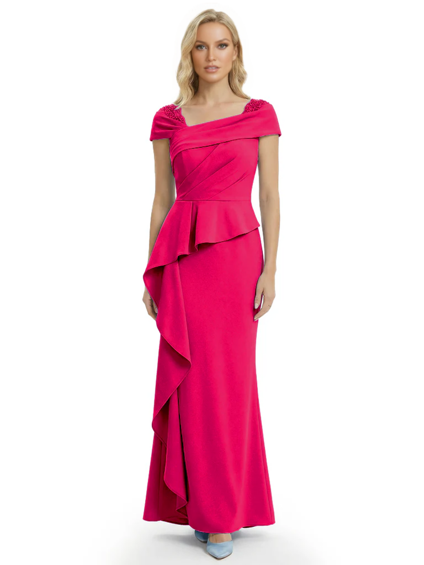 A-Line Satin Cap Sleeves Mother of the Brides Dresses Floor Length For Wedding