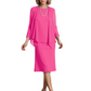 3 PCS Knee-Length Mother of Bride Dresses Prom Dress Evening Dress with Sheer Sleeves and Jacket