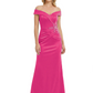 Off Shoulder Mother of the Bride Dress Beaded Waist Satin Gown Portrait Neckline