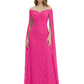 Elegant Mother of the Groom Gown Floral Lace Embroidered Formal Dress with Cape
