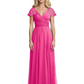 Mother of the Bride Dress Cap Sleeves and V-Neckline with Embroidered Lace Shoulders