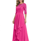 3/4 Sleeve Mother of the Bride Dress with Lace Embroidery High-Low Hem 2026