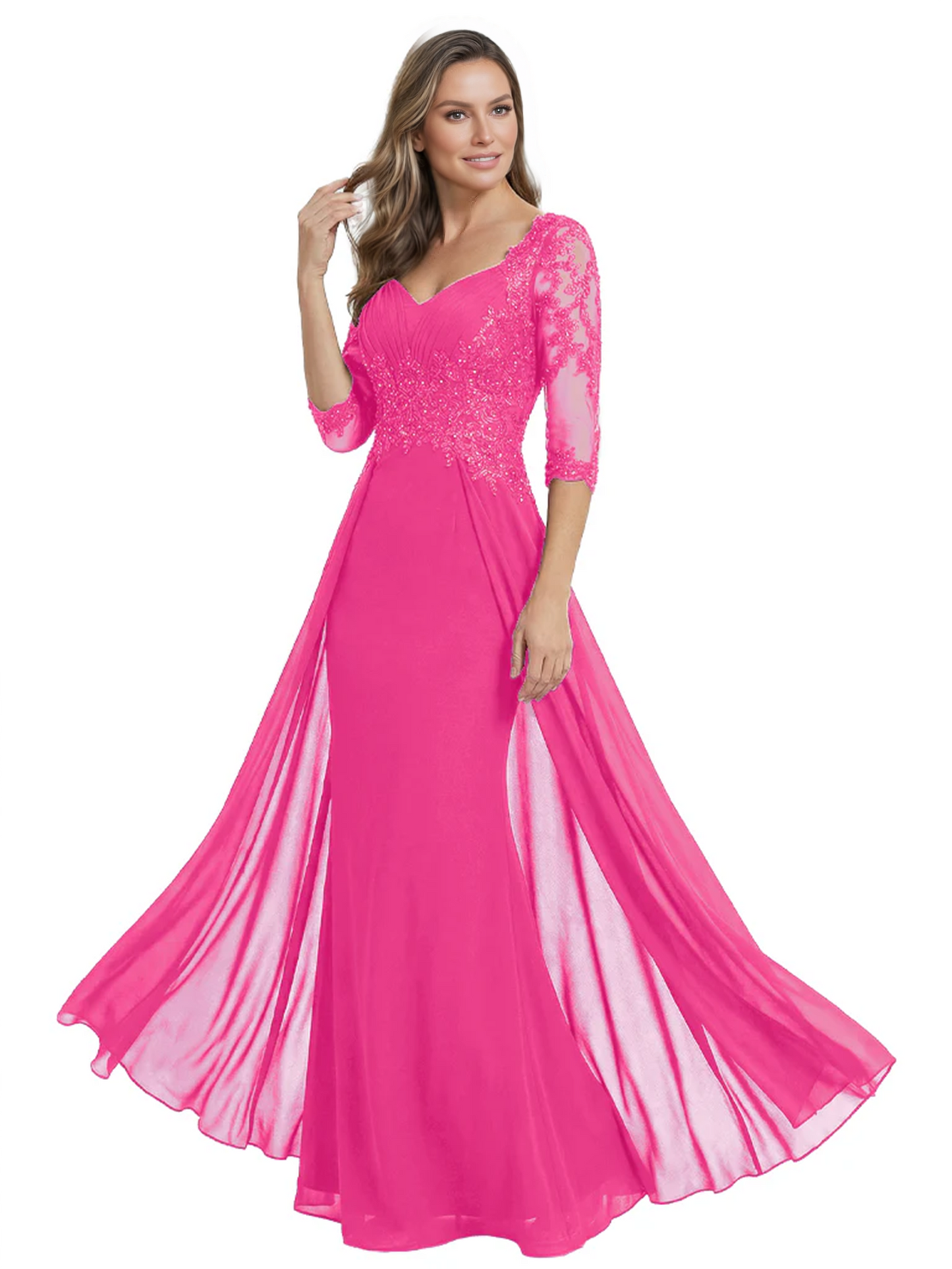 Luxury Burgundy Formal Dress Embroidered Lace Bodice Flowy Chiffon Gown 2026